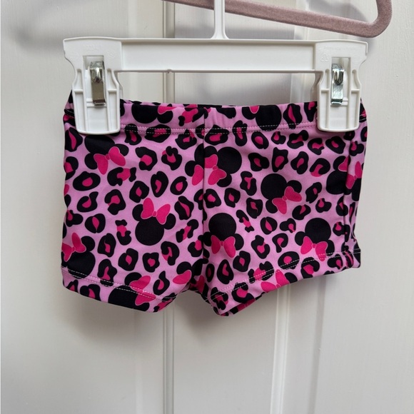 NWOT Disney 12M Pink & Black Leopard Print Minnie Mouse Swim Shorts Bathingsuit - Picture 1 of 4